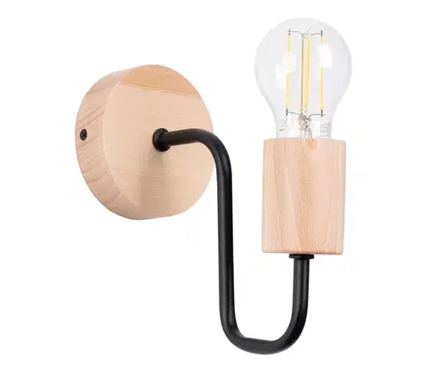 Svietidlá  SL.1668 - Nástenná lampa TIMBO 1xE27/15W/230V čierna/béžová/buk SL.1668