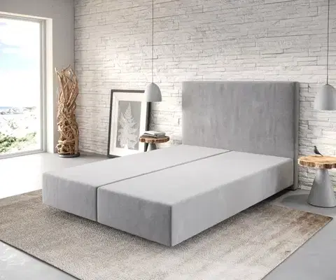 Rámy postelí DELIFE Boxspring posteľ Dream-Well 140x200 cm mikrovlákno sivá