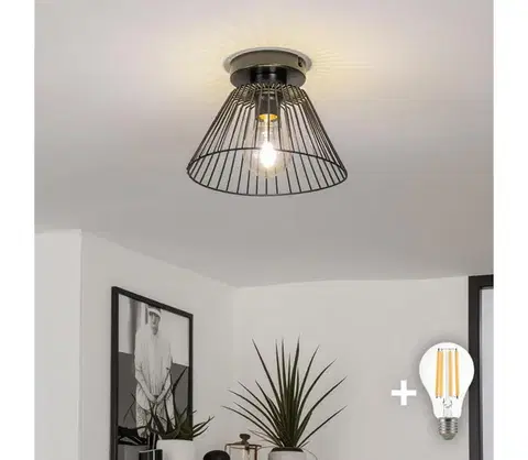 Svietidlá BRILAGI - LED Prisadený luster CERIA WIRE 1xE27/40W/230V pr. 30 cm čierna BG3988+EG300163