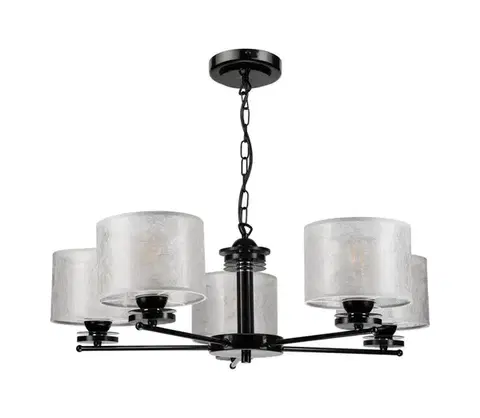 Svietidlá  Luster na reťazi ROSA 5xE27/60W/230V čierna/šedá LM-5.8/ CZARNY