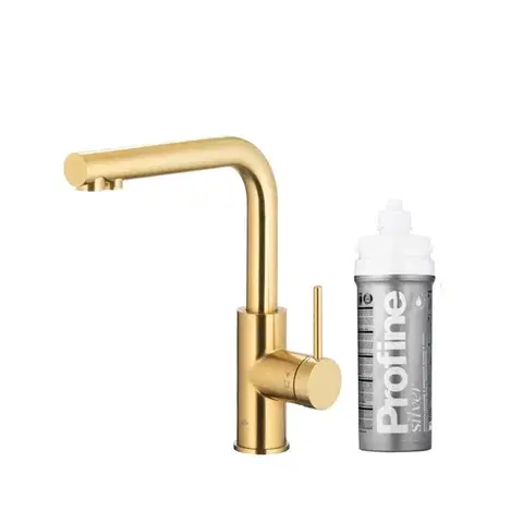 Kuchynské batérie KFA - Duero pure basic, filtrujúci s otočnou výtokovou armatúrou, PVD brúsené svetlé zlato + profine silver s 6623-914-39