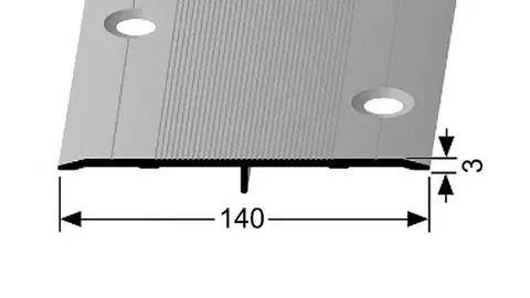Přechodové lišty a profily Prechodový profil 140 mm, plochý (skrutkovací) | Küberit 470 S Stříbro F4