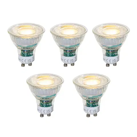 LED osvetlenie Sada 5 stmievateľných LED žiaroviek GU10 50 mm číra 2,5 W 450 lm 2700 K