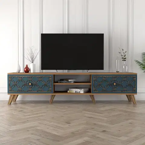 TV stolíky MONK luxusný TV stolík, orech / chalcedóny