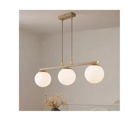 Svietidlá BRILAGI - Závesný luster na lanku MILO ECRU 3xE27/60W/230V béžová/zlatá 75-008B