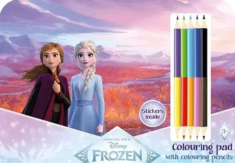 Nalepovačky, vystrihovačky, skladačky Bloky na kreslenie s pastelkami - Ľadové kráľovstvo