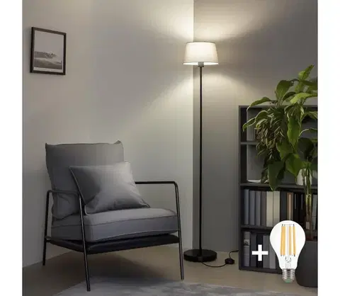 Lampy BRILAGI - LED stojacia lampa CERIA 1xE27/40W/230V pr. 25 cm sivá/čierna SA2187+EG781033
