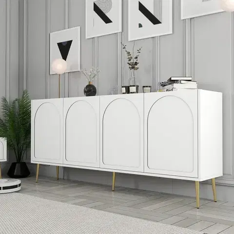 Komody Konzolový stolík Lyon 80 - White, Gold