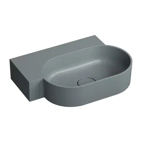 Umývadlá OMNIRES - OVO M+ umývadlo na dosku/závesné - ľavé, 55 x 38 cm, ash grey mat; OVO555UWLAG