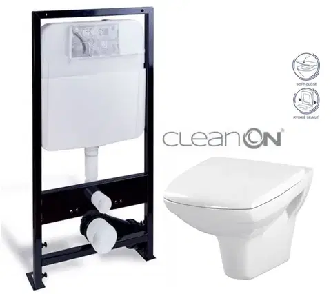 Závesné wc sety PRIM predstenový inštalačný systém bez tlačidla + WC CERSANIT CLEANON CARINA + SEDADLO PRIM_20/0026 X CA2