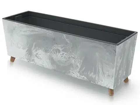 Kvetináče a truhlíky NABBI DUC800NE plastový kvetináč na nožičkách 77 cm sivý betón