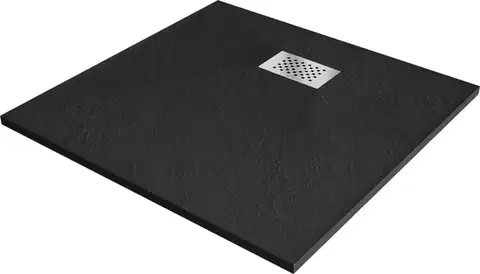 Vane MEXEN/S - Hugo sprchová vanička SMC 80 x 80, čierna, krytka nerez 42708080-X