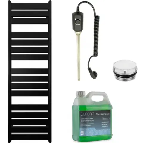 Doplnky do kúpeľne CERANO - Kúpeľňový elektrický radiátorový set Arturo - 900W - čierna matná - 1600x500 mm CER-978827