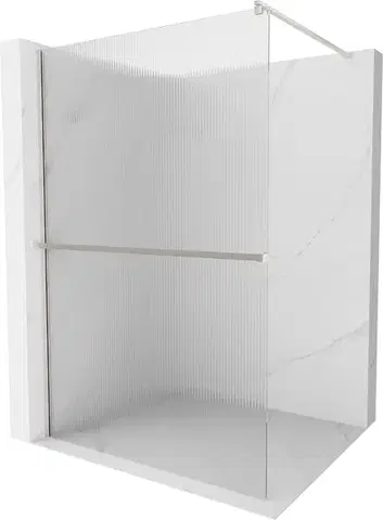 Sprchové dvere MEXEN/S - Kioto+ Sprchová zástena WALK-IN s poličkou a držiakom uterákov 70 x 200, prúžky, nikel kartáčovaná 800-070-121-97-09
