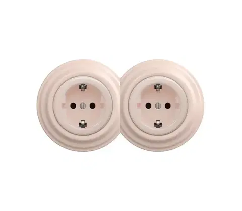 Predlžovacie káble Reblig - Dvojitá retro domová zásuvka s rámikom SCHUKO 230 V staroružová 2xRG0120+2xRG0143