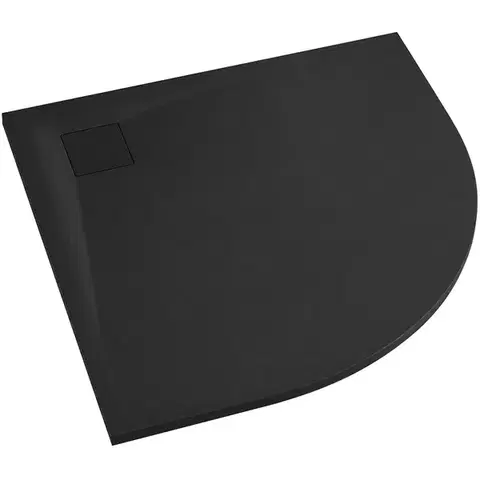 Vane CERANO - Sprchová vanička štvrťkruhová Quarto - SMC/minerálny kompozit - štruktúrovaná čierna matná - 80x80x3 CER-414752