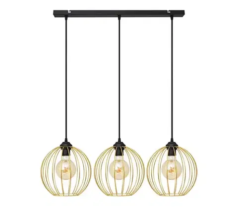 Svietidlá  Luster na lanku MERCURE 3xE27/15W/230V zlatá/čierna W-L 1388/3 BK-B GO MAT