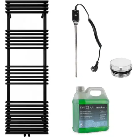 Doplnky do kúpeľne CERANO - Kúpeľňový elektrický radiátorový set Luigi - 600W - čierna matná - 1600x500 mm CER-680556