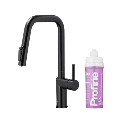 Kuchynské drezy KFA KFA - Batéria drezová DUERO PURE STYLE výsuvná s filtráciou čierna 6623-315-81