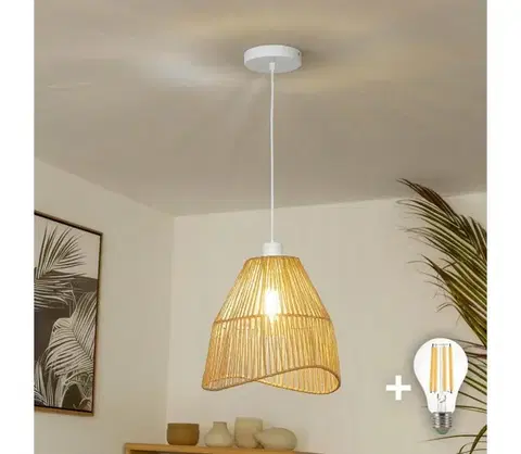 Svietidlá BRILAGI - LED luster na lanku CERIA BOHO 1xE27/40W/230V pr. 30 cm hnedá EG300171+EG781101