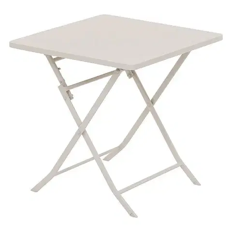 Stolčeky Kovový skladací stôl SUNNY 70x70 cm (ivory)