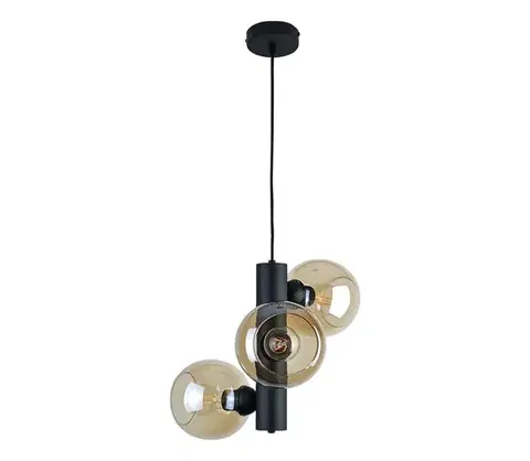 Svietidlá Keter Lighting Luster na lanku TUBE 3xE27/60W/230V čierna/dymová béžová 1935