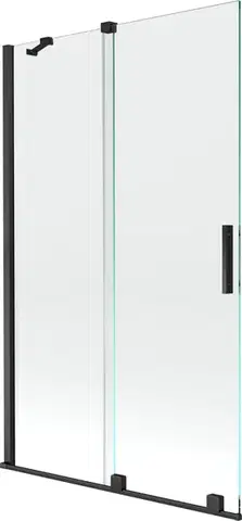 Sprchové dvere MEXEN/S - Velar Dvojkrídlová posuvná vaňová zástena 110 x 150, transparent, čierna 896-110-000-01-70