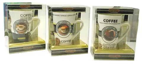 Hrnčeky, šálky, podšálky MAKRO - Hrnček s lyžičkou keramický Cappuccino Coffee rôzne dekory