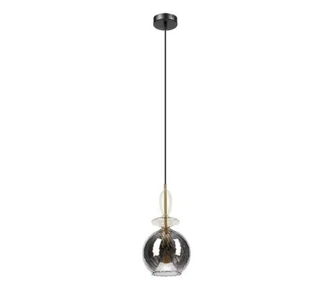 Svietidlá  Luster na lanku VELLO 1xE27/15W/230V čierna/dymová béžová/čierna LM-1.308/LIMON