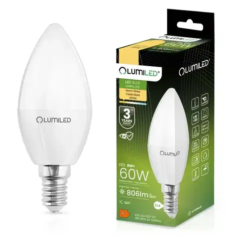 Žiarovky E14 Žiarovka LED sviečka 8W E14 806LM CB 3000K