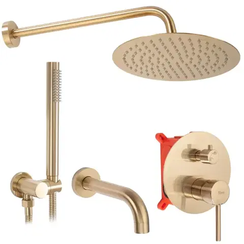 Kúpeľňové batérie REA REA - Sprchový set s batériou 150mm Lungo kartáčované zlato + BOX REA-P6609