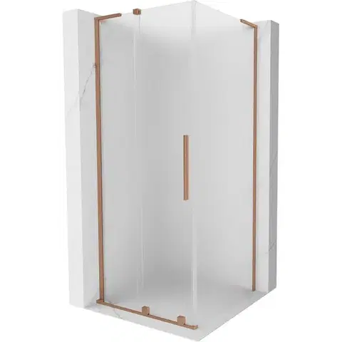 Sprchovacie kúty MEXEN/S - Velar L sprchovací kút, posuvné dvere 100 x 100, dekor, meď kartáčovaná 871-100-100-33-65