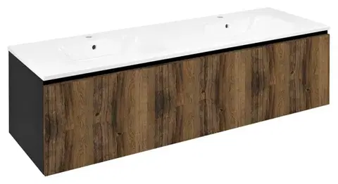 Kúpeľňový nábytok SAPHO - LOREA skrinka 160x46x51,5cm (80+80cm), dub collingwood/čierna matná LE080-1935-03