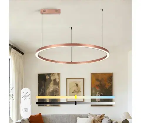 Svietidlá  NEO 07327L - LED stmievateľný luster na lanku FINO 55W/230V 80 cm ružovo-zlatý Tuya+diaľkové ovládanie 07327L