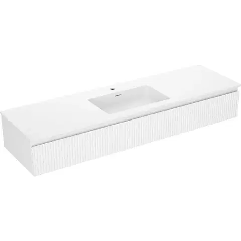 Kúpeľňový nábytok MEXEN/S - Rivel kúpeľňová skrinka 160 cm s umývadlom Otis, 1 šuplík, reliéf, biela mat 91A20-16023-1-BF01-W18M01