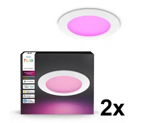 LED osvetlenie Philips - Sada 2x LED RGBW stmievateľných kúpeľňových podhľadových svietidiel Hue SLIM LED/12W/230V IP44 2xP7620