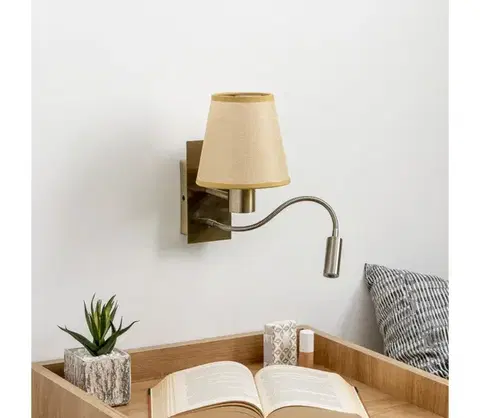 Svietidlá BRILAGI - LED Nástenná lampa NUBILA 1xE27/25W/230V+LED/3W mosadz/svetlohnedá BG1557+BG1571