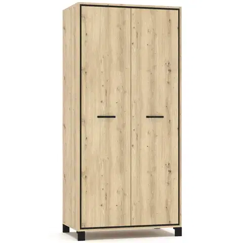 Šatníkové skrine NABBI Vinap W-2D dvojdverová šatníková skriňa dub artisan / wenge tmavá