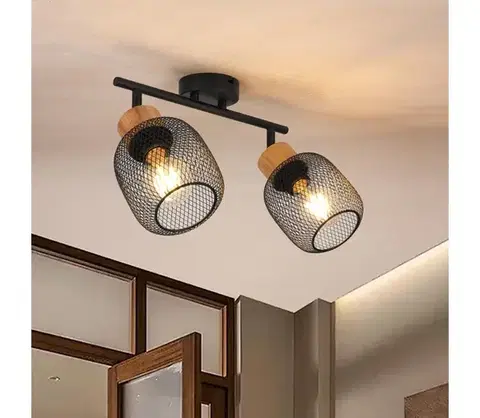Svietidlá BRILAGI - Bodové svietidlo BASKLITE 2xE27/15W/230V drevo/čierna BRI421