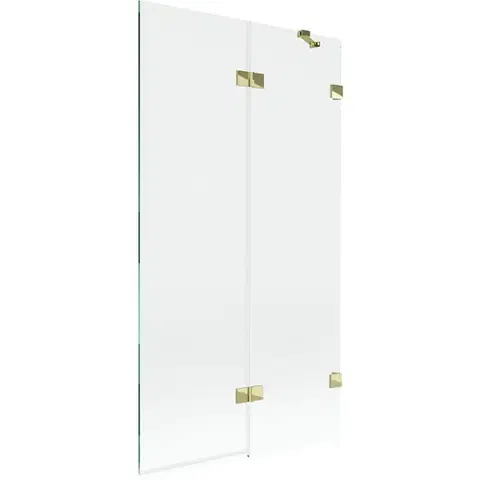 Sprchové dvere MEXEN/S - Lunar vaňová zástena 2-krídlová pravá 100 x 150, transparent, zlatá 897-100-100-50-00-P