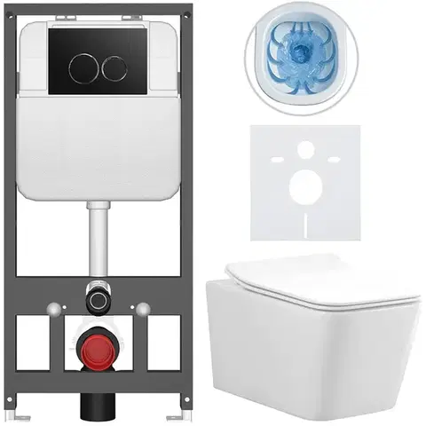 Záchody CERANO - Kompletný WC set Basic/Forte - biela lesklá - WC tlačidlo Dualo/Čierna - závesné - predstenová inštalácia - 51x36 CER-8050BD86113