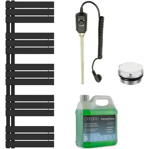Doplnky do kúpeľne CERANO - Kúpeľňový elektrický radiátorový set Theo - L/P - 900W - čierna matná - 1600x500 mm CER-978860
