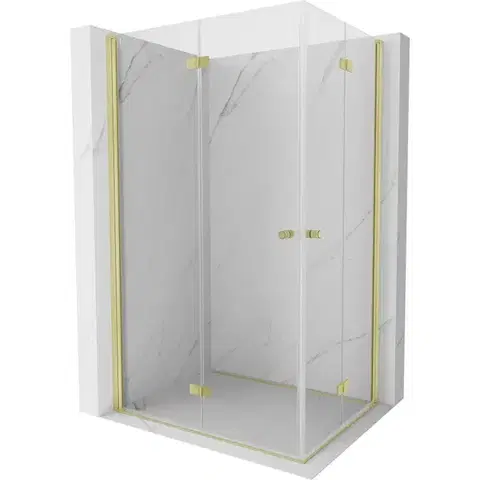 Sprchovacie kúty MEXEN/S - Mist-F Duo sprchovací kút skladacie dvere ľavá 85 x 80, transparent, zlato kartáčovaná 8A6-085L-080P-55-00
