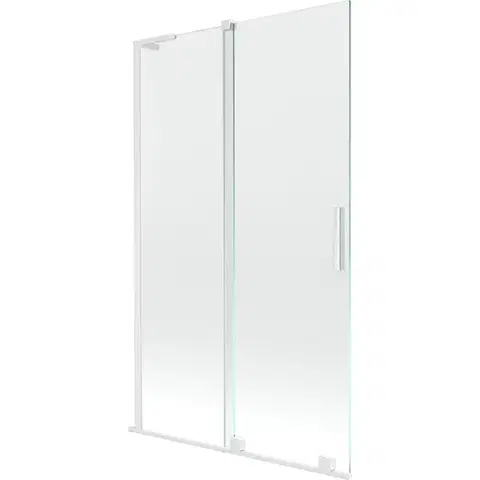 Sprchové dvere MEXEN/S - Velar L dvojkrídlová posuvná vaňová zástena 110 x 150, transparent, biela 896-110-003-01-20