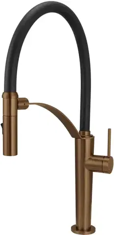 Kúpeľňové batérie DEANTE - Corda kartáčovaný bronz Kuchynská batéria, s elastickým výtokom - 2 typy prúdu BRC_C72M