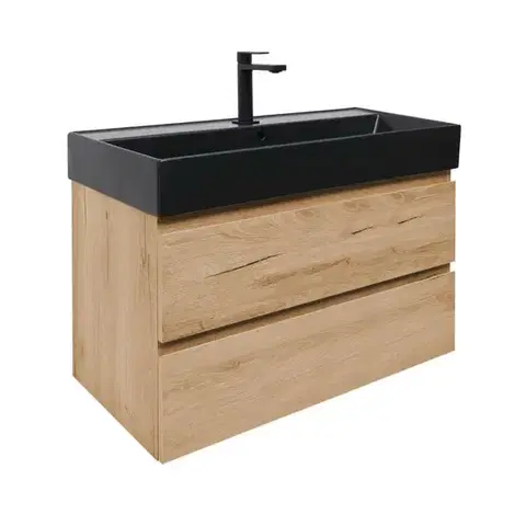 Kúpeľňový nábytok Kúpeľňová skrinka 2 zásuvková s umývadlom SAT B-Way 99x50x45 cm dub mat BWAY2100OAKU2B2B BWAY2100OAKU2B2B