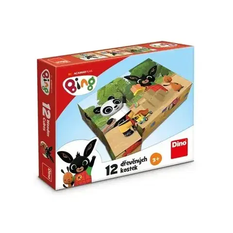 Drevené hračky Dino BING 12 Drevené licenčné kocky