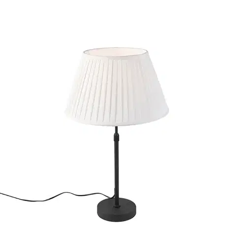 Stolné lampy Stolná lampa čierna so skladaným tienidlom krémovým 35 cm nastaviteľná - Parte
