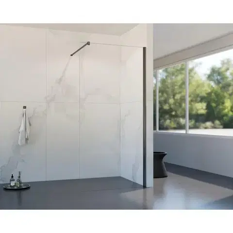 Sprchovacie kúty HOPA - Walk-in sprchovací kút LAGOS GRAFIT NEW 200 - Farba rámu - Grafit, Rozmer A - 80, Rozmer C - 200, Výplň - Číre bezpečnostné sklo - 8 mm BCLAGO80GCN2