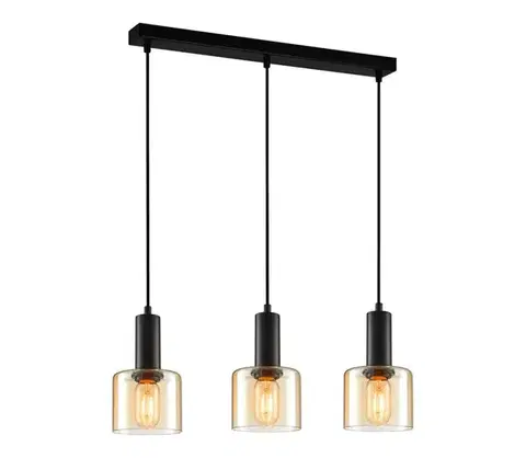 Svietidlá  PND-65342-3-BK+AMB - Luster na lanku SANTIA 3xE27/40W/230V PND-65342-3-BK+AMB